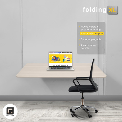 Imagen 2 de 6 de Escritorio Plegable 120x60 Cm Fijo Muro Folding Xl/ Fn111