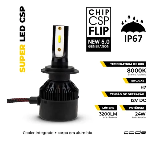 ⭐︎santaku⭐︎ Lâmpada Super Led Automotiva Code 12v Csp 8000k H7 C/2 | MercadoLivre