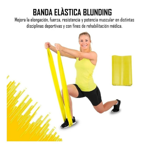 Imagen 3 de 8 de Banda Elástica Ejercicios Rollo De 45 Mts Amarillo Blunding