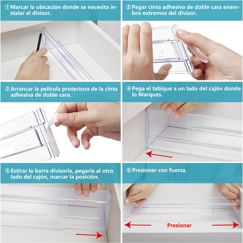 4 Pzs Separadores De Cajones Organizador Ajustable 28-48cm