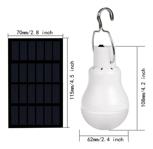 Imagen 2 de 9 de Bombilla Led De Energía Solar Blanca Recargable Portátil