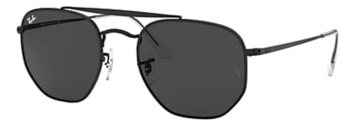 Anteojos de sol Ray-Ban General Marshal Standard con marco de metal color gloss black, lente dark grey clásica, varilla gloss black/grey de metal - RB3648