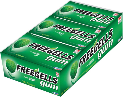 2 Chiclete Freegells Gum Menta Zero Riclan Dp.c/21