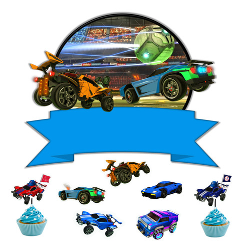 Kit Imprimible Topper Torta Y Cupcakes Rocket League