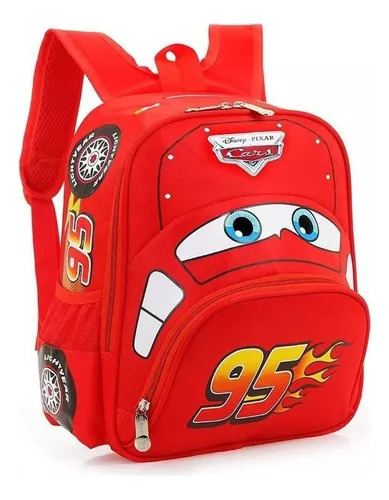 Mochila infantil de dibujos animados de Disney para niños con coche para jardín, color rojo
