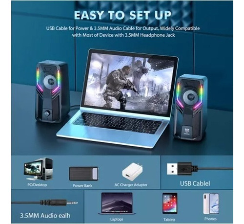 Parlantes Gamer Onikuma G6 Rgb Pc Notebook