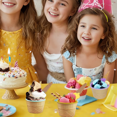 6 Tazones De Helado Reutilizables Para Niños
