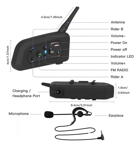 Para Interfono Bluetooth V4c Para Árbitros De Fútbol, 3