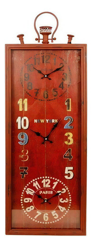 Relógio Parede Mundial Tripred Oldway 101 X 35 X 7cm Cor da estrutura Vermelho Cor do fundo Vermelho