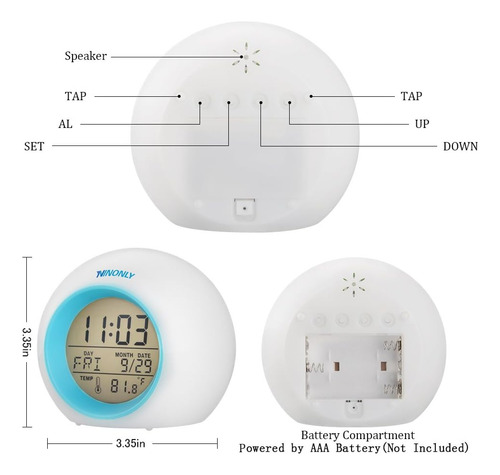 Despertador Digital Ninonly Luz, Fecha, Temperatura