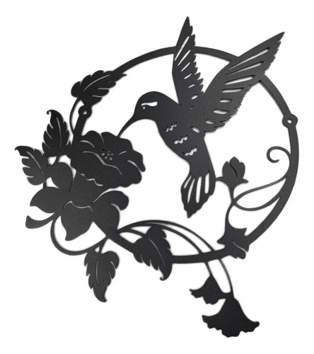 Colibrí De Metal, Flor, Pájaro, Arte De Decoración Para Color Negro