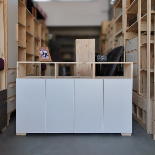 Aparador Modular Madera Y Melamina Marrón Claro