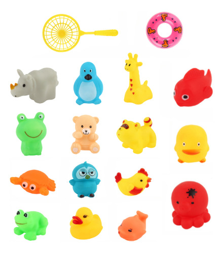 Set De 17 Animalitos De Goma Blanda Para El Baño Bebes
