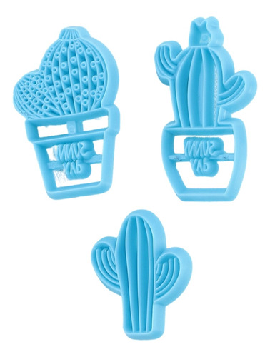 Set De Cortadores De Galletas Y Fondant Cactus Suculentas 