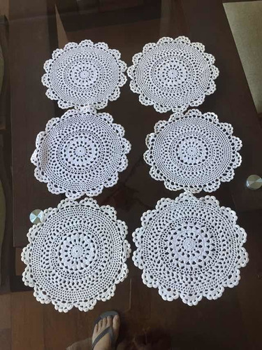 6 Pañitos Blancos Hechos A Máquina Similar Crochet