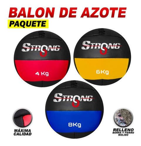 Medball Pack Pelota Medicinal Ejercicio Crossfit 4, 6 Y 8 Kg