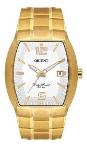 Relógio Orient Masculino Quadrado Dourado Ggss1017 S2sx Cor do fundo Prata