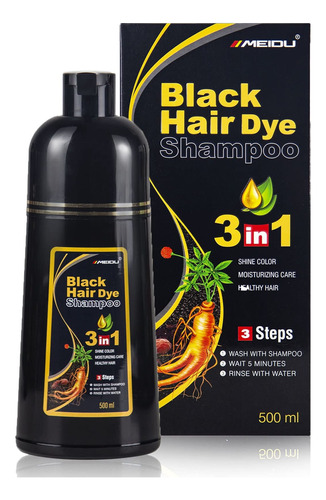 Meidu Black Hair Dye Shampoo 3 En 1