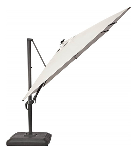Ombrelone Lateral Alumínio C/ Base E Led Quadrado 4x3m Bege Cor Taupe Lisa