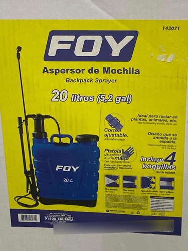 Aspersor De Mochila Foy 20 Litros 5.2 Gal