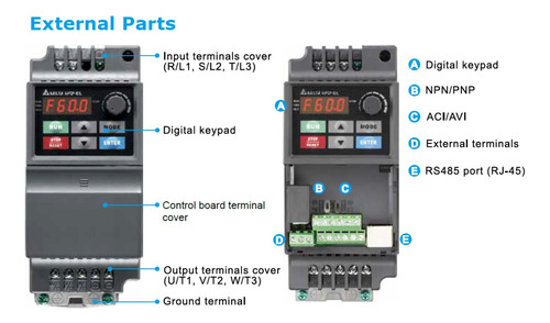 Variador De Frecuencia Delta Vfd037el43a 5 Hp 440v 3ph Vfd