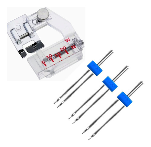 3 Agujas Gemelas O Doble Y 1 Prénsatelas Bies Maquina Casera