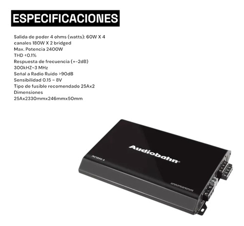 Amplificador 4ch 2400w+set De Medios6.5+kit Instalación Cal4