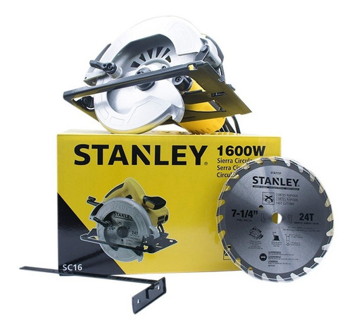 Sierra circular eléctrica Stanley SC16 190mm 1600W amarilla 60Hz 120V