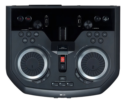 Mini System LG Xboom OK99 preto y vermelho com bluetooth 1800W de potência -