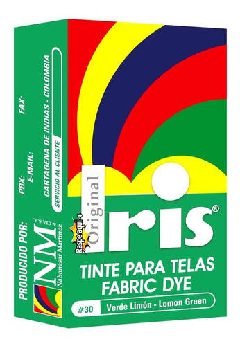 Tinte Para Telas Ropa Iris Verde Limón X2 Unidades