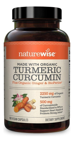 Naturewise - Curcumina Orgánica 180 Caps  ,