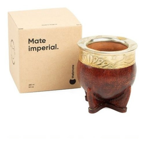 Mate Imperial De Cerámica Y Alpaca Color Cuero Rojo Cobrizo