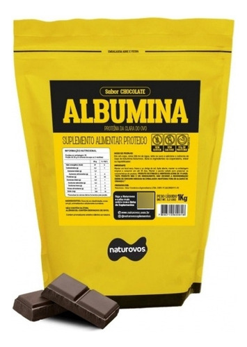 Suplemento en polvo con sabor natural de albúmina Naturovos (1 kg) con sabor a chocolate