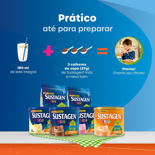 Complemento Alimentar Sustagen Kids Sabor Morango - Lata 380