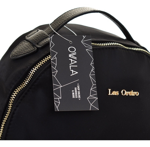 Imagen 3 de 6 de Mochila Las Oreiro Original Mujer Tachas Urbana Negra