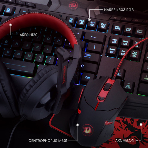 Kit Teclado Mouse Pad Auriculares Gamer Setup Redragon S101-