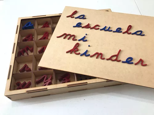 Letras alfabeto móvil grande cursiva minúsculas de madera - Montessori