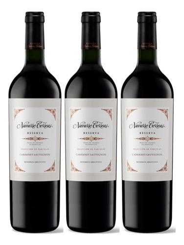 Vino Navarro Correas Reserva Cabernet Sauvignon 750 Ml X3