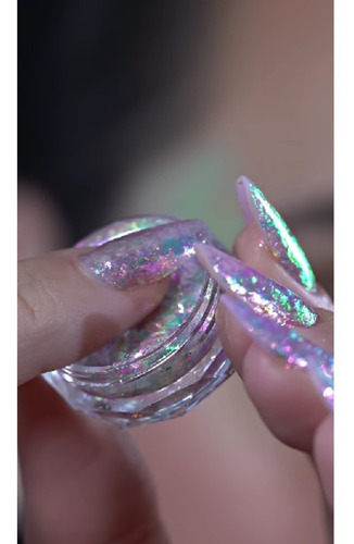 Kit 6 Gliter Flake Decoração De Unhas Encapsular E Maquiagem Cor Glitter Flake
