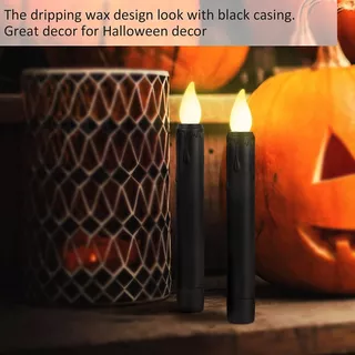 Freepower 6.7 Black Flameless Taper Candles Flickering With