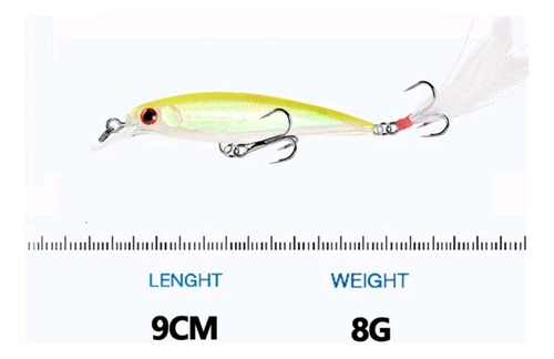 Señuelo Para Pesca 3d Ojos Bionicos 9cm Carnada Con Pluma 