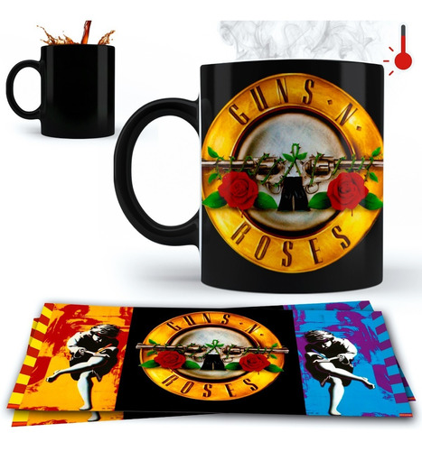 Taza Magica Tws Guns And Roses 325ml Banda Rock  Cafe