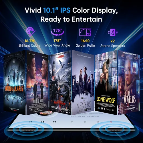 Tablet Android 14 (10.1'') 10gb(3+7)ram + 32gb Rom, Negro
