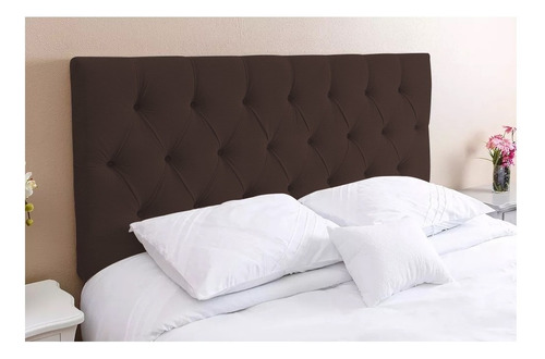  Cabeceira de cama box Expressa Móveis Paris King 195cm x 58cm Couro sintético marrom