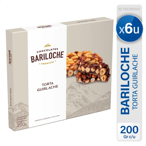 Turron Torta Guirlache Chocolates Bariloche Premium Pack X6