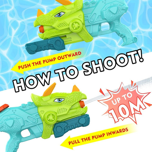 Pistola De Agua Dinosaurio Triceratops Juguete Pileta Niño