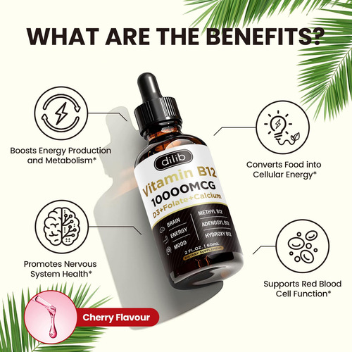 Dilib Complejo Vitamina B12 10000 Mcg Gotas Líquidas Cereza