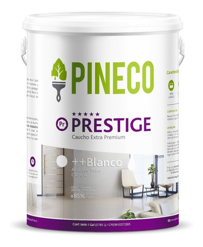 Pineco Prestige Blanco Mate Clase A (galón)