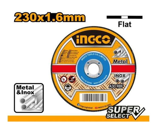 Disco Abrasivo Corte Metal 9 PuLG X 1.6mm Ingco Mcd162301