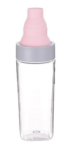 Imagem 1 de 3 de Garrafa Plástica Com Copo Dobrável Miniso - Cor Rosa
